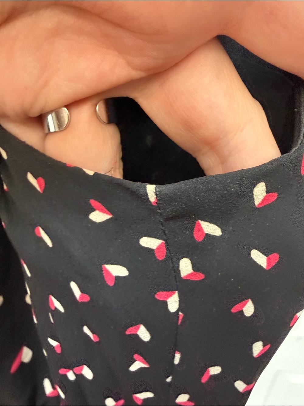 Maison Jules Black Midi Dress with Pink Heart Print - Picture 5 of 12